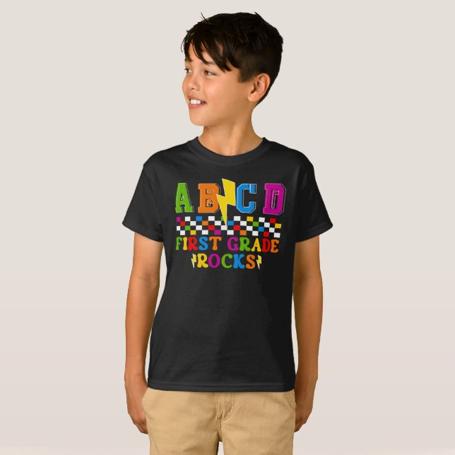 abcd first grade rock back to school  T-Shirt (Front Full)