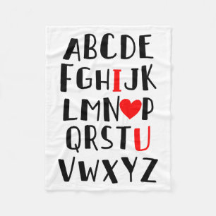 Abcd I Love You Alphabet Men Women Cute Funny Vale Fleece Blanket