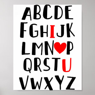 Abcd I Love You Alphabet Men Women Cute Funny Vale Poster