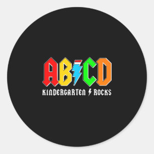 Abcd kindergarten rocks boys back to school classic round sticker