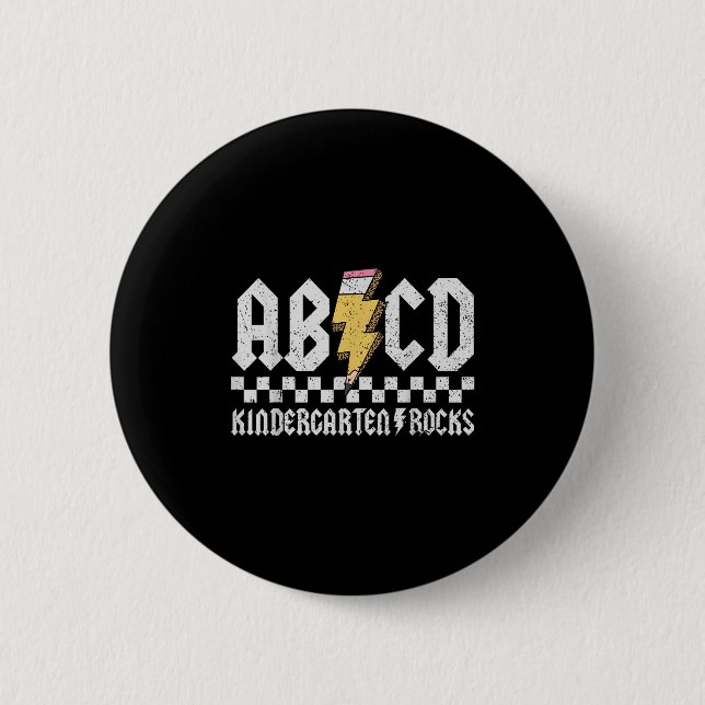 Abcd Kindergarten Rocks Pencil Lightning Teachers  6 Cm Round Badge (Front)