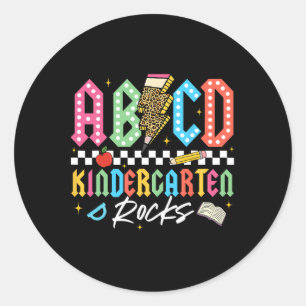 Abcd Kindergarten Rocks Pencil Lightning Teachers  Classic Round Sticker