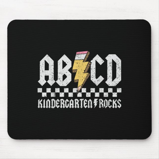 Abcd Kindergarten Rocks Pencil Lightning Teachers  Mouse Mat (Front)