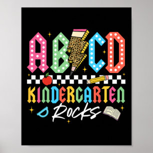 Abcd Kindergarten Rocks Pencil Lightning Teachers Poster