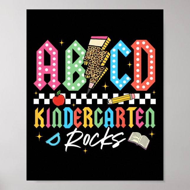 Abcd Kindergarten Rocks Pencil Lightning Teachers  Poster (Front)
