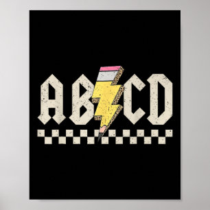 Abcd Pencil Lightning Bolt Back To School Teachers Poster