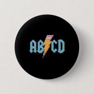 Abcd Pencil Lightning Rock'n Roll Teacher Back To 6 Cm Round Badge