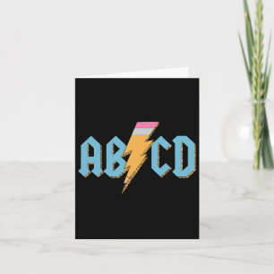 Abcd Pencil Lightning Rock'n Roll Teacher Back To  Card