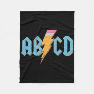 Abcd Pencil Lightning Rock'n Roll Teacher Back To Fleece Blanket