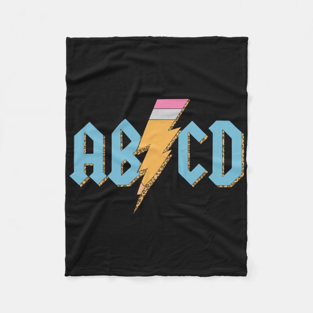 Abcd Pencil Lightning Rock'n Roll Teacher Back To  Fleece Blanket (Front)