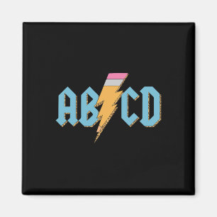 Abcd Pencil Lightning Rock'n Roll Teacher Back To Magnet