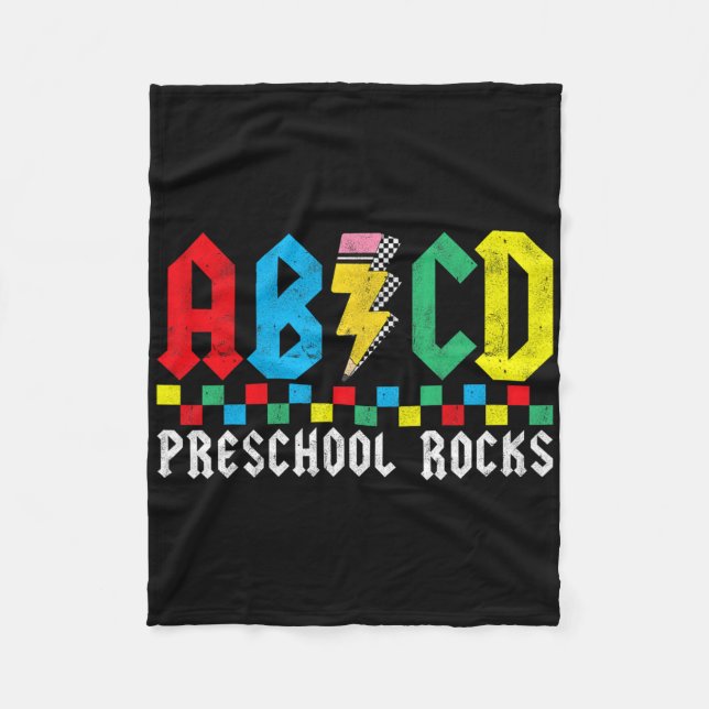 Abcd Preschool Rocks First Day Pre-k Teacher Back  Fleece Blanket (Front)