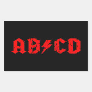 ABCD rock music funny symbol fake acdc joke school Rectangular Sticker