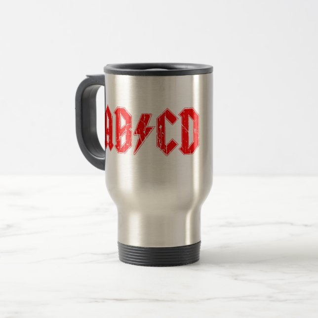 ABCD rock music is a symbol fake acdc joke school Travel Mug (Front Left)
