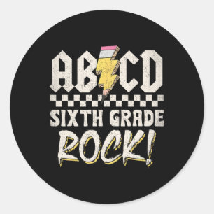 Abcd Sixth Grade Rock Back To School First Day Of  Classic Round Sticker