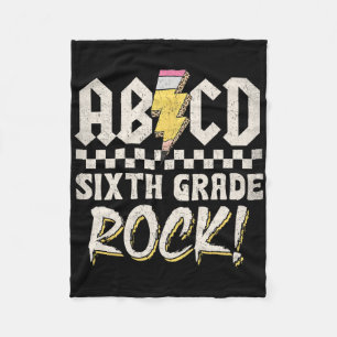 Abcd Sixth Grade Rock Back To School First Day Of Fleece Blanket