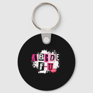Abcdefu Retro Funny Heart Valentine's Day Key Ring
