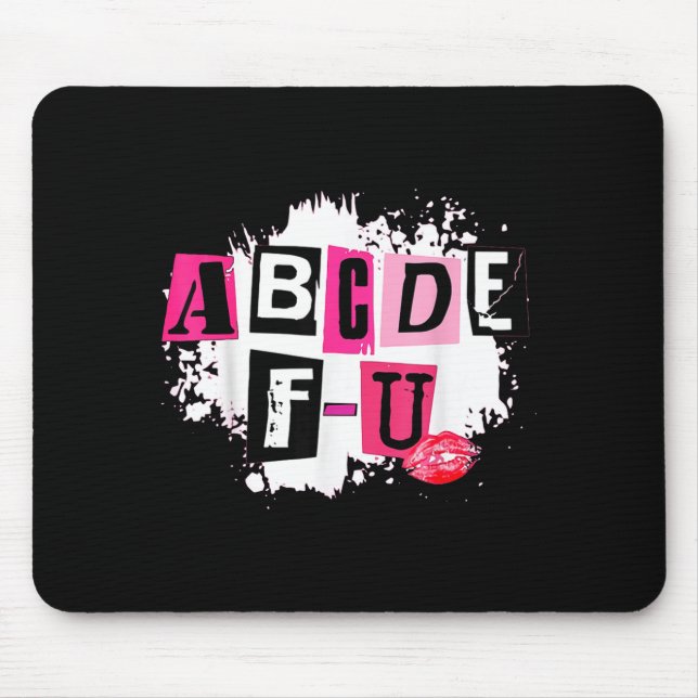 Abcdefu Retro Funny Heart Valentine's Day  Mouse Mat (Front)
