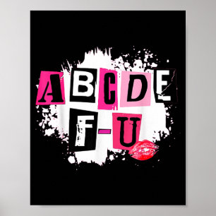 Abcdefu Retro Funny Heart Valentine's Day  Poster