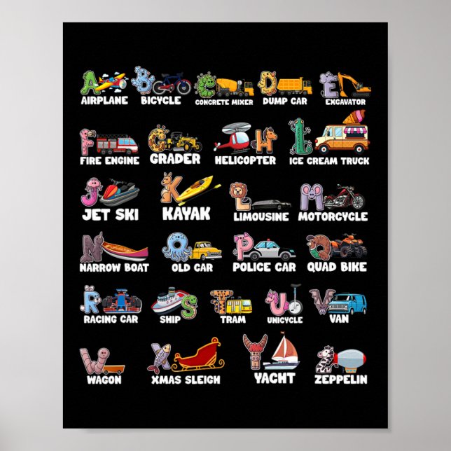 Abcs Alphabet Learning Transportation Animal Ck To Poster (Front)