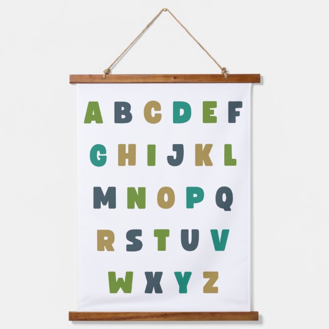 ABC's. alphabet letters. Wood Topped Wall Tapestry (Front)