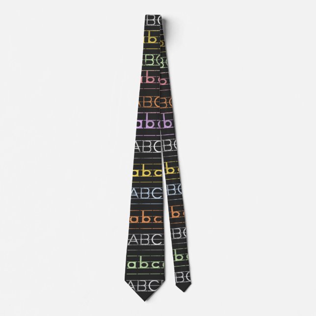 ABCs Alphabet Pattern Design Men's Tie (Front)