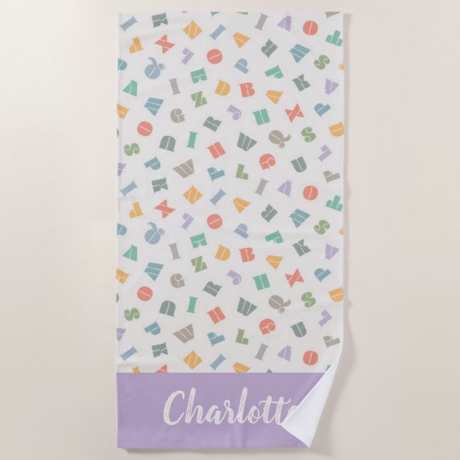 ABCs -  Alphabet Personalised Name Beach Towel (Front)