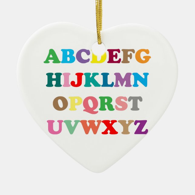 ABC's colorful letters Ceramic Tree Decoration (Front)