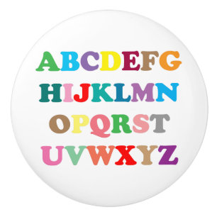 ABC's colourful lettering Ceramic Knob