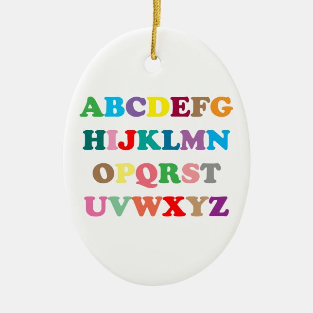 ABC's colourful letters Ceramic Tree Decoration (Front)