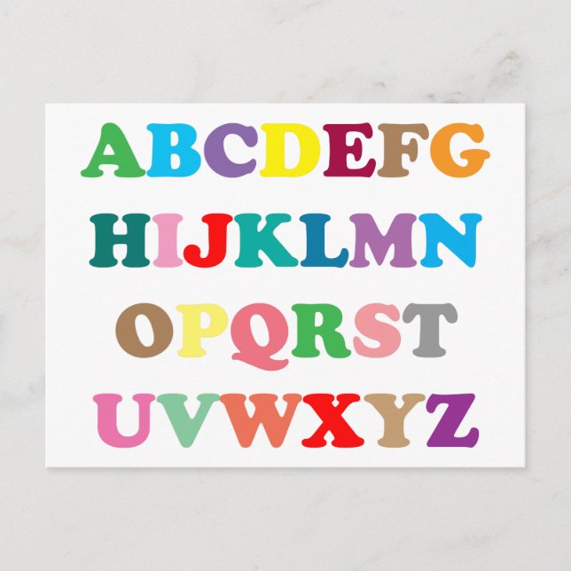 ABC's colourful letters Postcard (Front)