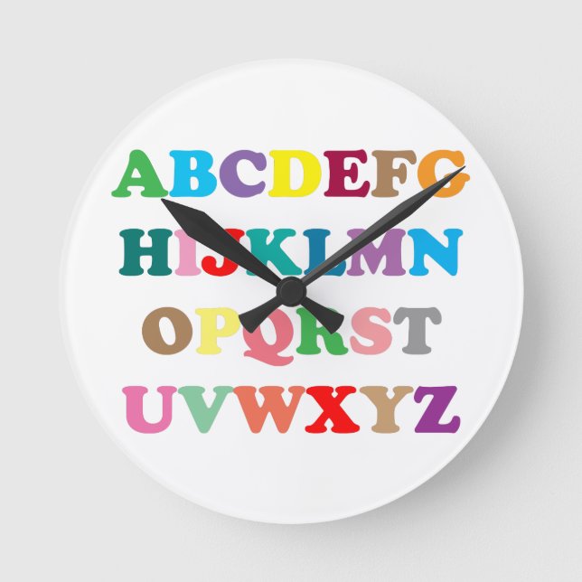 ABC's colourful letters Round Clock (Front)