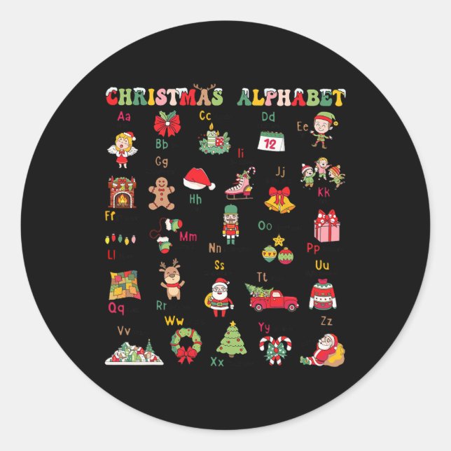 Abcs Learning Kindergarten Teacher Christmas Light Classic Round Sticker (Front)