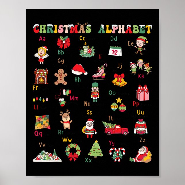 Abcs Learning Kindergarten Teacher Christmas Light Poster (Front)