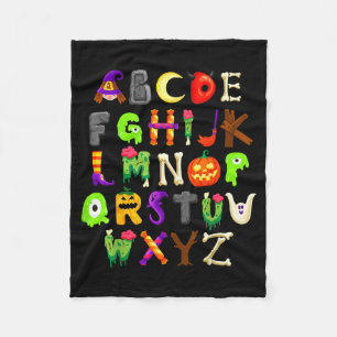 Abcs Learning Kindergarten Teacher Funny Halloween Fleece Blanket