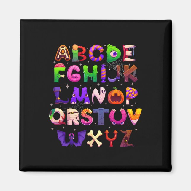 Abcs Learning Kindergarten Teacher Funny Halloween Magnet (Front)