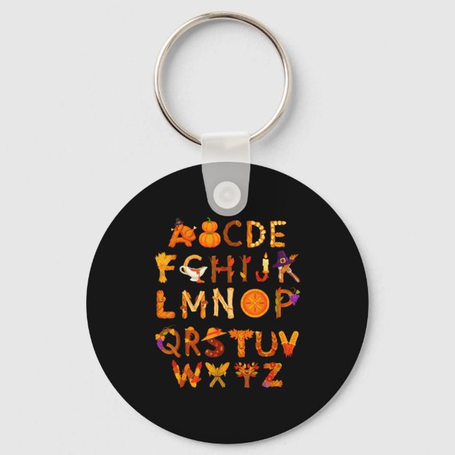 Abcs Learning Kindergarten Teacher Thanksgiving Al Key Ring (Front)