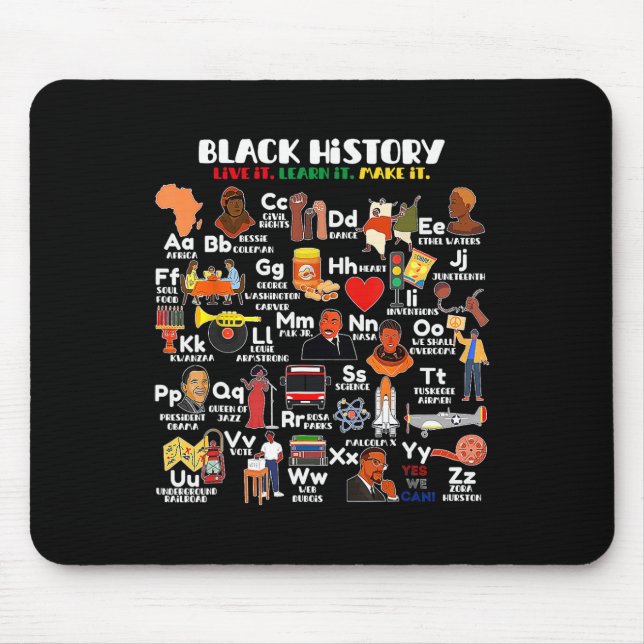 Abcs Of Black History Month Pride Live It Learn It Mouse Mat (Front)