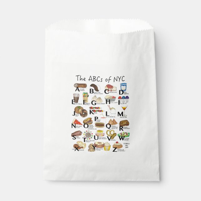 ABCs of NYC Iconic New York City Foods Alphabet Favour Bags (Front)