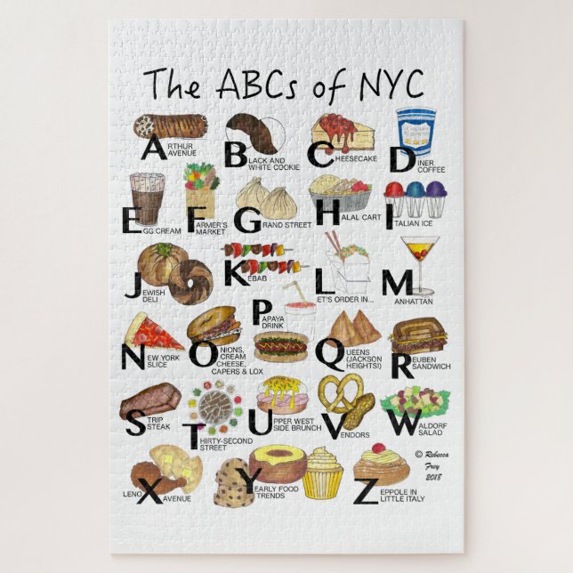 ABCs of NYC Iconic New York City Foods Alphabet Jigsaw Puzzle (Vertical)