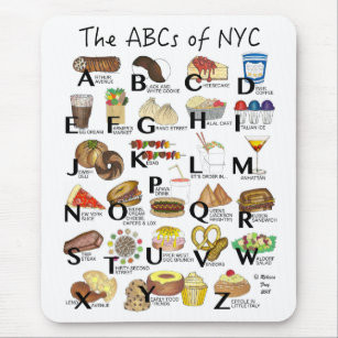 ABCs of NYC Iconic New York City Foods Alphabet Mouse Mat