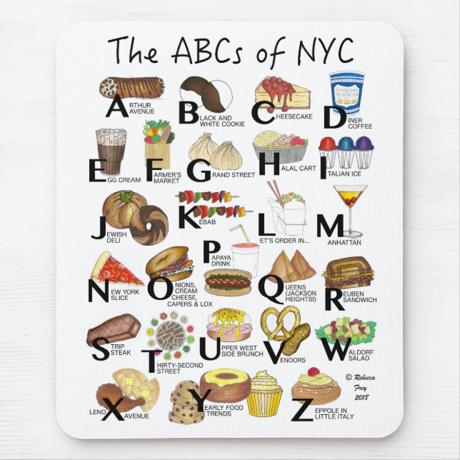 ABCs of NYC Iconic New York City Foods Alphabet Mouse Mat (Front)