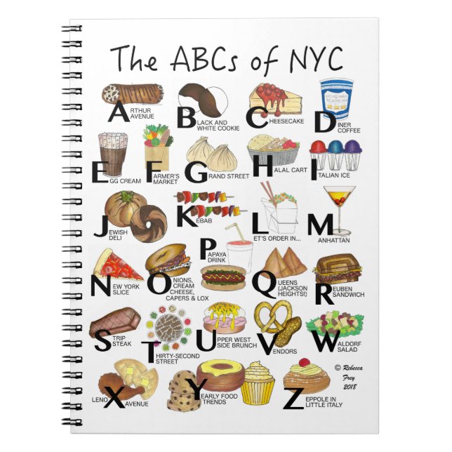 ABCs of NYC Iconic New York City Foods Alphabet Notebook (Front)