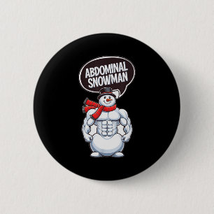 Abdominal Snowman 6 Pack Abs Christmas For Men Gym 6 Cm Round Badge
