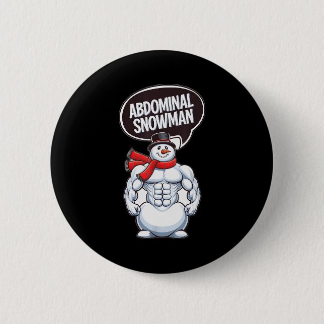Abdominal Snowman 6 Pack Abs Christmas For Men Gym 6 Cm Round Badge (Front)
