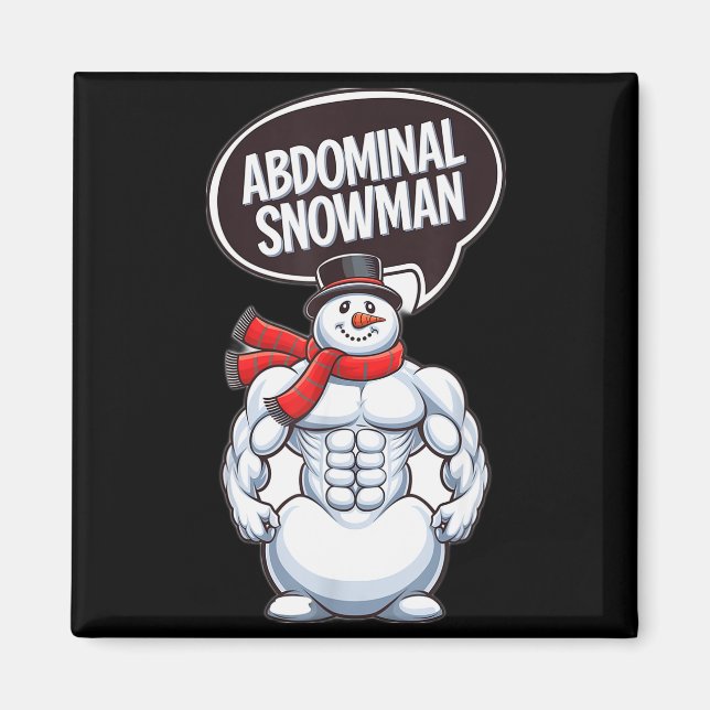 Abdominal Snowman 6 Pack Abs Christmas For Men Gym Magnet (Front)