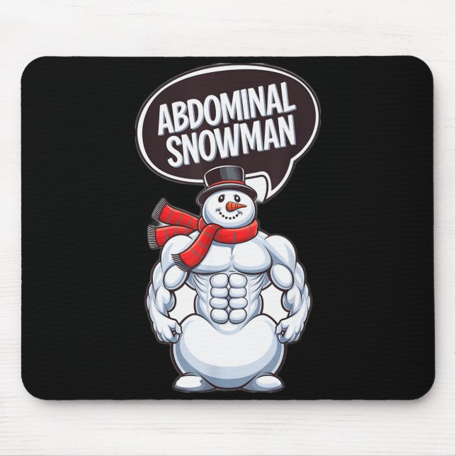 Abdominal Snowman 6 Pack Abs Christmas For Men Gym Mouse Mat (Front)