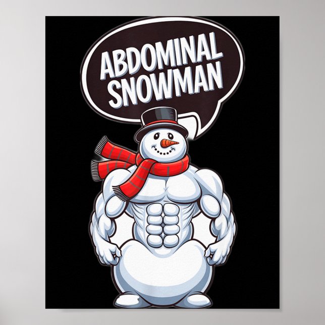 Abdominal Snowman 6 Pack Abs Christmas For Men Gym Poster (Front)