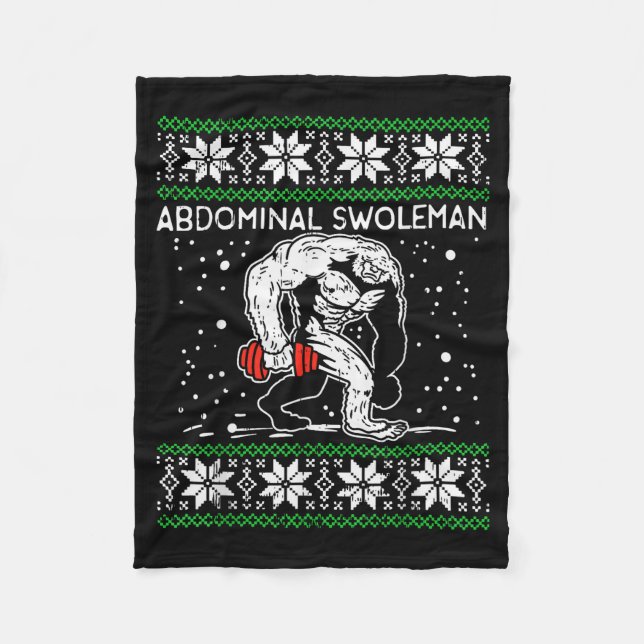 Abdominal Swoleman Yeti Fun Christmas Gym Weightli Fleece Blanket (Front)