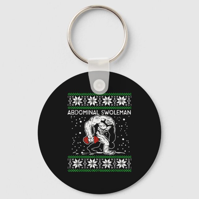 Abdominal Swoleman Yeti Fun Christmas Gym Weightli Key Ring (Front)
